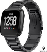 Stalen Smartwatch bandje - Geschikt voor  Fitbit Versa / Versa 2 stalen bandje - RVS - zwart - Strap-it Horlogeband / Polsband / Armband