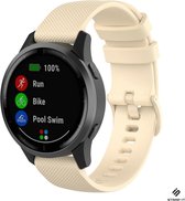 Siliconen Smartwatch bandje - Geschikt voor  Garmin Vivoactive 4s silicone band - 40mm - beige - Strap-it Horlogeband / Polsband / Armband