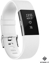 Siliconen Smartwatch bandje - Geschikt voor Fitbit Charge 2 siliconen bandje - wit - Strap-it Horlogeband / Polsband / Armband - Maat: Maat L