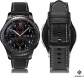 Leer Smartwatch bandje - Geschikt voor  Samsung Galaxy Watch leren band 45mm / 46mm - zwart - Strap-it Horlogeband / Polsband / Armband