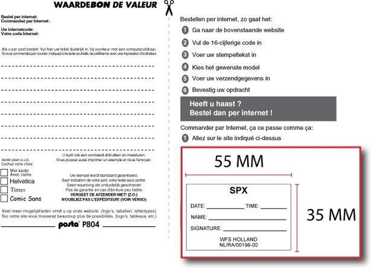 Bon voor een stempelplaatje Posta P804
