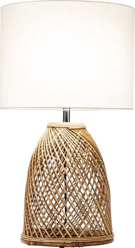 Lampe de table sans fil en rotin naturel LED blanc chaud/blanc dimmabl –