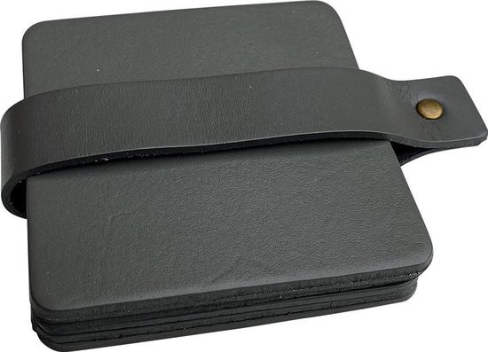 Brute Strength - Set De 6 Sous-Verres En Cuir Pleine Fleur (Carré, Cognac) Avec Support