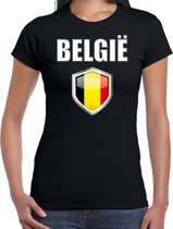 Belgie landen t-shirt zwart dames - Belgische landen shirt / kleding - EK / WK / Olympische spelen Belgie outfit L