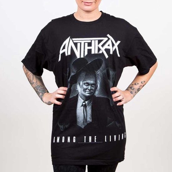 Ántrax Para Hombre Entre Los Living Playera Negro, XL, Negro