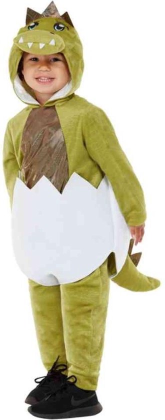 Smiffys Kinder Kostuum -Kids tm jaar- Deluxe Toddler Hatching Dino Groen