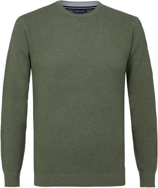 | Profuomo Slim Fit O hals heren trui (katoen Profuomo Trui Groen Effen Slanke fit