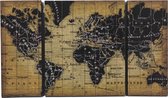 Wandpaneel | Wereld | Wereldkaart | Wall hanging | Schilderij |  L100 cm | B60 cm | Goud | Zwart