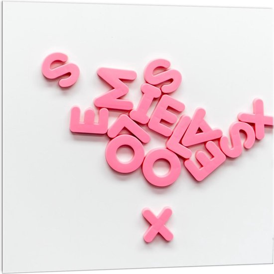 Acrylglas - Roze Letterfiguren - 100x100cm Foto op Acrylglas (Met Ophangsysteem)