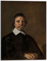 Dibond - Oude meesters - Portret van een man, mogelijk geestelijke, Frans Hals - 30x40cm Foto op Aluminium (Met Ophangsysteem)