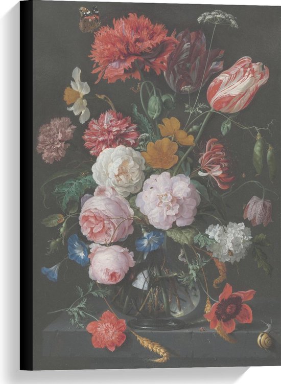 Canvas  - Oude meesters - Stilleven: bloemen in vaas, Jan Davidsz. de Heem - 40x60cm Foto op Canvas Schilderij (Wanddecoratie op Canvas)