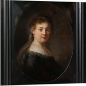 Dibond - Oude meesters - Vrouw in gefantaseerde kleding, Rembrandt van Rijn - 80x80cm Foto op Aluminium (Wanddecoratie van metaal)