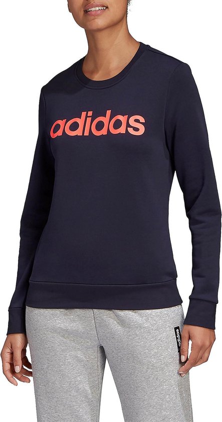 Adidas Essentials Linear Sweater Blauw/Roze Dames | bol.com