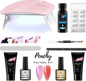 PEACHY ® Paris POLYGEL Kit - Mini UV Led Lamp - 2 Kleuren Clear Red/Rose Pink 30gr - Gellak - Nageldroger Nagellak set- Starterspakket Starterpack Start pakket - Gel Nagellakset - Nagelverlen