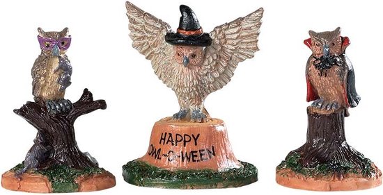 Lemax - Happy Owl-o-ween - Set Of 3 - Kersthuisjes & Kerstdorpen