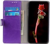 Motorola Moto G9 Plus Crazy Horse Portemonnee Stand Hoesje Paars