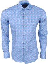 Ferlucci Heren Overhemd met Cupcake Design -  Calabria - Stretch - Blauw