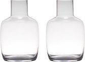 Set van 2x stuks transparante luxe stijlvolle vaas/vazen van glas 30 x 19 cm - Bloemen/boeketten vaas voor binnen gebruik