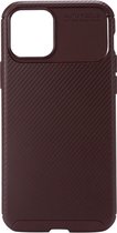 Shop4 - iPhone 12 Pro Max Hoesje - Back Case Carbon Donker Rood