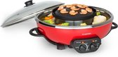 Klarstein Szechuan - hot pot 5 liter en grillplaat met 22 cm doorsnede en anti-aanbaklaag - Rvs pan voor het bereiden van soep, fondue, raclette, gegrild vlees, gegrilde groente, v