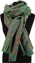 Luxe groene kani sjaal - 180 x 70 cm - 100% wol