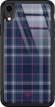 iPhone XR hoesje glass - Tartan blauw | Apple iPhone XR  case | Hardcase backcover zwart