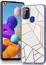 iMoshion Design voor de Samsung Galaxy A21s hoesje - Grafisch Koper - Wit / Goud