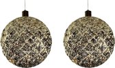 2x Grote gouden verlichte decoratie kerstballen 20 cm