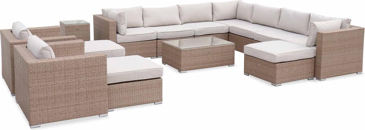 sweeek - Wicker loungeset tripoli - 12 tot 14 plaatsen