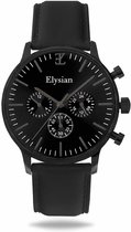Elysian - Horloges voor Mannen - Zwart Klassiek Leer - Waterdicht - Krasvrij Saffier - 43mm