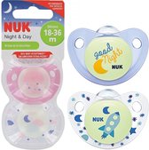 NUK Night & Day silicone maat 3 (18-36 maanden) Meisjes Paars/Rose
