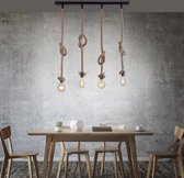 Paul Neuhaus ropa - Landelijke Hanglamp eettafel - 4 lichts - L 90 cm - Bruin - Woonkamer | Slaapkamer | Keuken