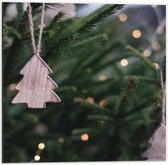 Dibond - Houten Kerstversiering - 50x50cm Foto op Aluminium (Wanddecoratie van metaal)