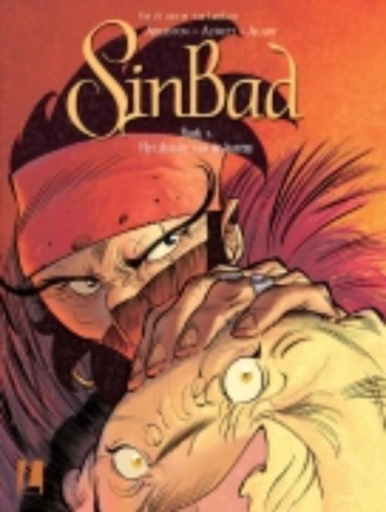 De cover van het stripboek 'SinBad', met een vrouw met rode tulband en een verbaasd gezicht.