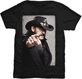 Lemmy Kilmister Heren Tshirt -XL- Pointing Photo Zwart