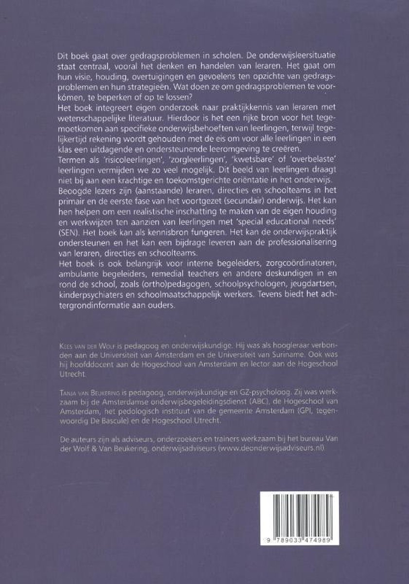 Gedragsproblemen in scholen - back cover