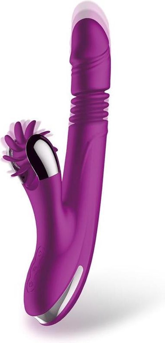 Goedkoopste ACTION - No. Four - Stotende Vibrator - Likkende Vibrator - Version 2.0 - Draaiend Clitoris Wiel - Vibrator voor Vrouwen - Paars
