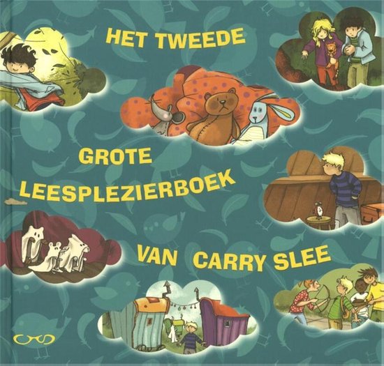Boekomslag met illustraties van kinderen en dieren in fantasiewerelden.