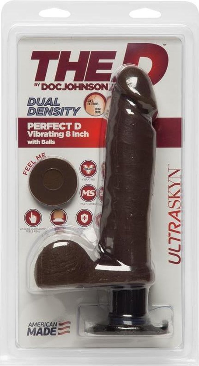 Doc Johnson - The D - The D - Perfect D with Balls Vibrating - 8 Inch - Chocolate