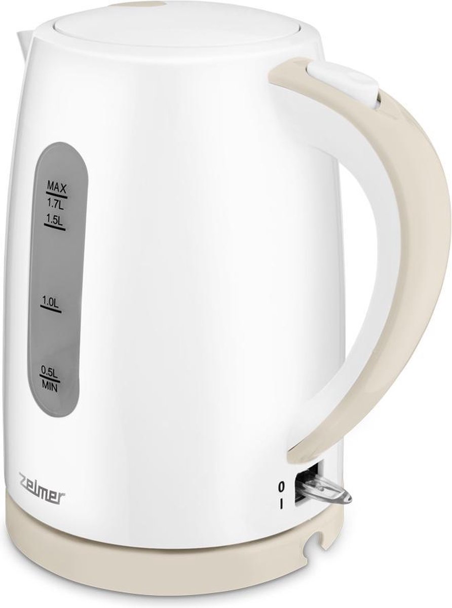 Zelmer Wasserkocher ZCK7616L – 1,7 Liter, 2200 W, Weiß/gelb | Mit Anti-Kalk-Filter, Automatischer Abschaltung & Kabelloser Basis