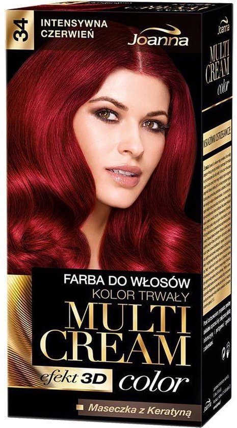 Joanna Multi Cream Color Hair Dye 34 Intense Red Bol Joanna Multi Cream Color Hair Dye 34 Intense Red Bol