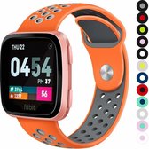 Bandje Voor Fitbit Versa Dubbel Sport Band - Oranje Grijs - Maat: ML - Horlogebandje, Armband