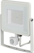 LED Bouwlamp 50 Watt met Sensor - LED Schijnwerper - Viron Dana - Natuurlijk Wit 4000K - Mat Wit - Aluminium - SAMSUNG LEDs - BSE