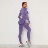 Shape Sportlegging Dames High Waist Naadloze Push Up Yoga Broek - Paars
