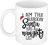 I am the reason Santa has a naughty list koffiemok / theebeker Kerstmis kerstcadeau 300 ml