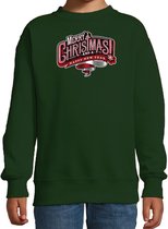 Merry Christmas Kerstsweater / Kerst trui groen voor kinderen - Kerstkleding / Christmas outfit 9-11 jaar (134/146) - Kersttrui