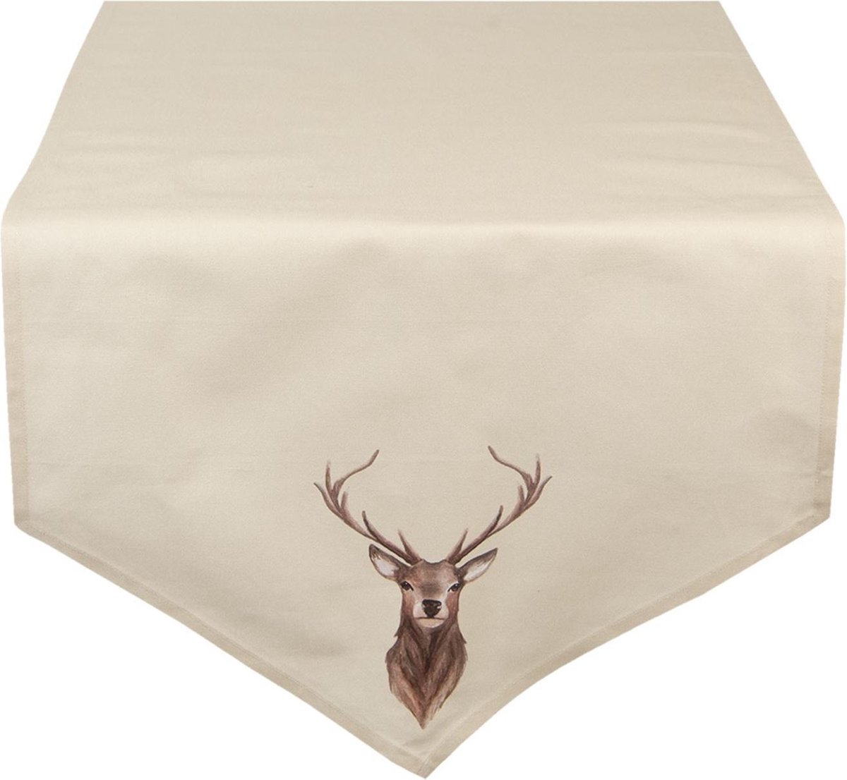 Clayre & Eef Tafelloper 50x160 cm Beige Bruin Katoen Hert