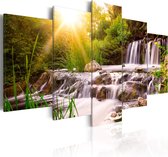 Artgeist Forest Waterfall Canvas Schilderij - 100x50cm