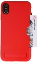 Wicked Narwal | Tough Armor Kaarthouder Stand Hoesje voor iPhone XS Max Rood