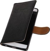 Wicked Narwal | Echt leder bookstyle / book case/ wallet case Hoes voor Huawei P9 Lite mini Zwart